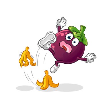 Mangosteen muza basıp kaydı. çizgi film maskotu vektörü