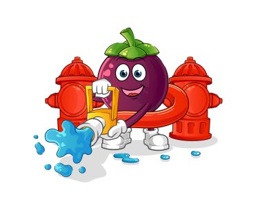 Mangosteen itfaiyeci vektörü. çizgi film karakteri