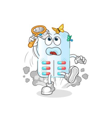 İlaçlar kelebek resimlerini yakalar. karakter vektörü