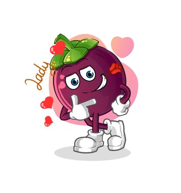 Mangosteen flörtleşme illüstrasyonu. karakter vektörü