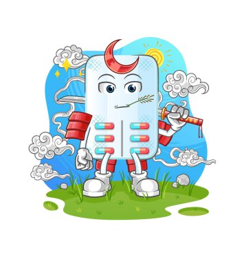 Samuray çizgi filmi. çizgi film maskotu vektörü