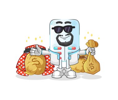 tıp zengini Arap maskotu. çizgi film vektörü