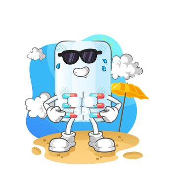 İlaçlar yazın güneşleniyor. karakter vektörü