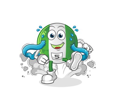 Nijeryalı bayrak koşucusu. çizgi film maskotu vektörü