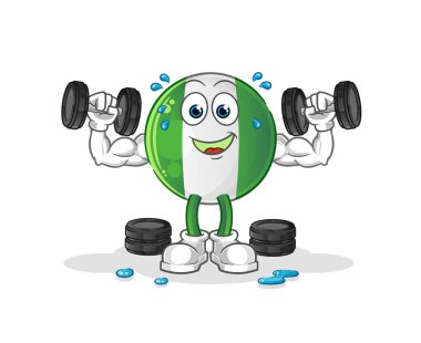 Nijerya bayrak ağırlık idmanı illüstrasyonu. karakter vektörü