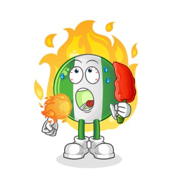 Nijerya bayrağı sıcak kırmızı biber maskotu yer. çizgi film vektörü