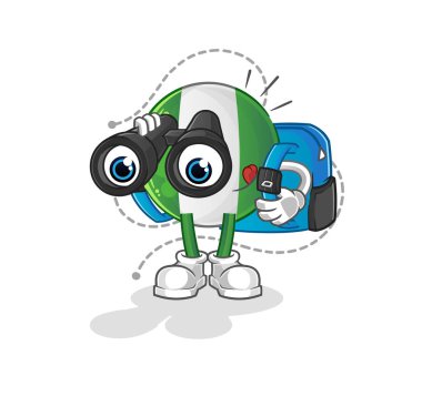 Dürbünlü Nijerya bayrağı. çizgi film maskotu vektörü