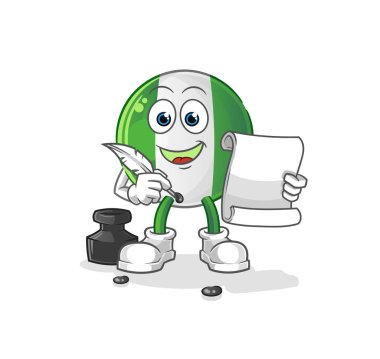 Nijerya bayrak yazarı vektörü. çizgi film karakteri