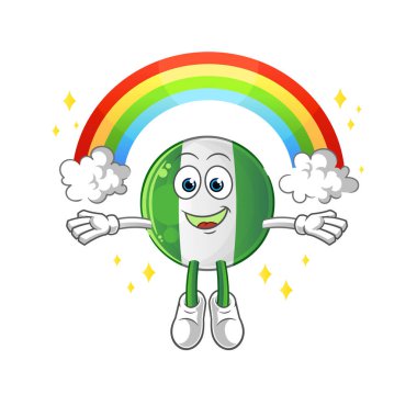 Gökkuşaklı Nijerya bayrağı. çizgi film vektörü