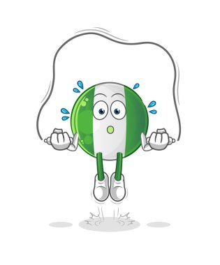 Nijerya bayrağı atlama ipi egzersizi. karakter vektörü