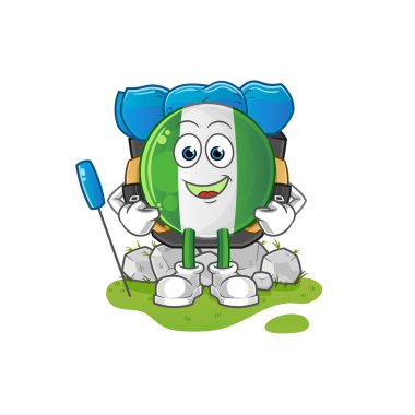 Nijerya bayrağı kamp maskotu oldu. çizgi film vektörü