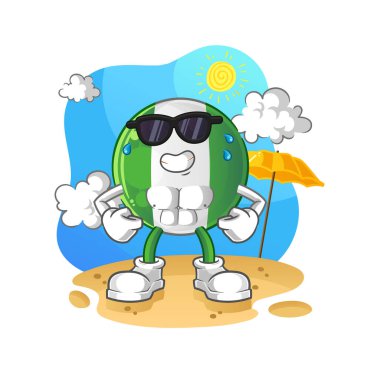 Nijerya bayrağı yazın güneşleniyor. karakter vektörü