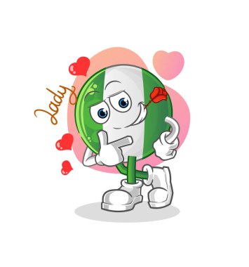 Nijerya bayrağı resimle flört ediyor. karakter vektörü