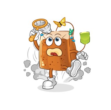 Çay poşeti kelebek resmi yakalıyor. karakter vektörü