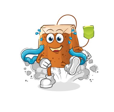 Çay poşeti kaçakçısı karakteri. çizgi film maskotu vektörü