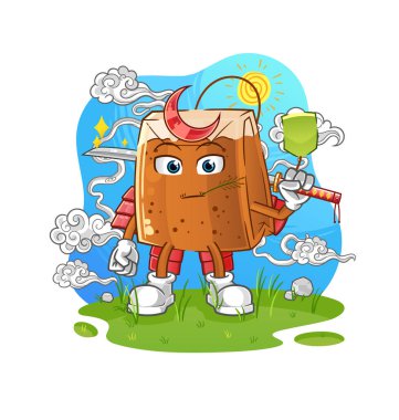 Samuray çizgi filmi. çizgi film maskotu vektörü