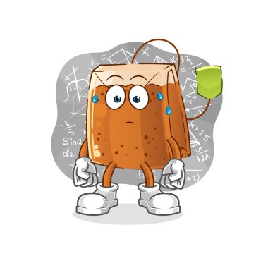 Çay poşeti sert vektör düşünüyor. çizgi film karakteri