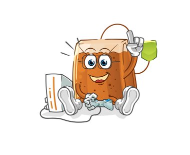 Çay poşeti oyun oynuyor. çizgi film karakteri