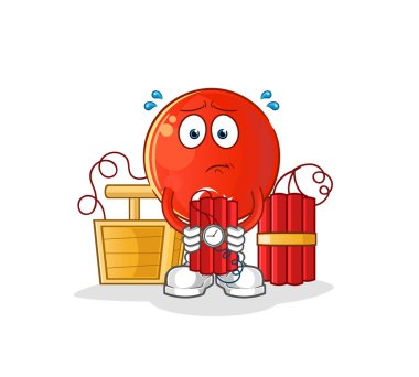 Türk bayrağında dinamit karakteri var. çizgi film maskotu vektörü