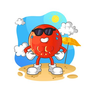 Türk bayrağı yazın güneşleniyor. karakter vektörü