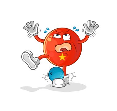 Vietnam bayrağı, bovling çizgi filminden Hiten. çizgi film maskotu vektörü