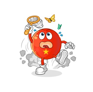 Vietnam bayrağı kelebek resimlerini yakalıyor. karakter vektörü