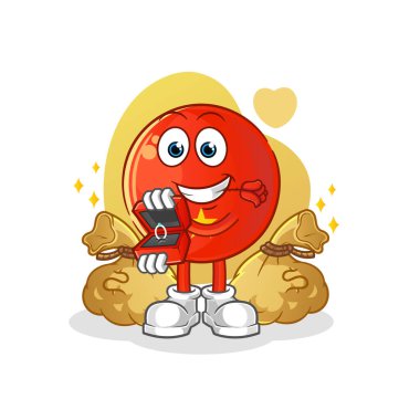 Vietnam bayrağı yüzükle teklif ediyor. çizgi film maskotu vektörü