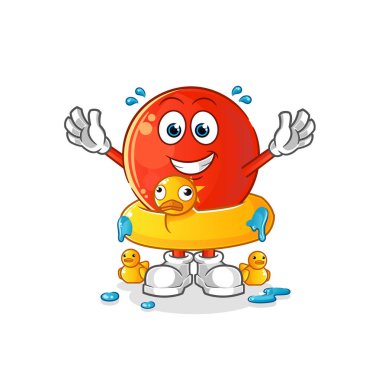 Ördek şamandıralı Vietnam bayrağı. çizgi film maskotu vektörü