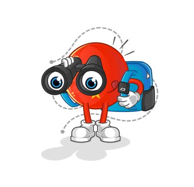 Dürbünlü Vietnam bayrağı. çizgi film maskotu vektörü