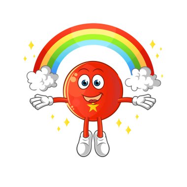 Gökkuşaklı Vietnam bayrağı. çizgi film vektörü