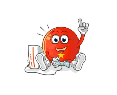 Vietnam bayrağı video oyunları oynuyor. çizgi film karakteri