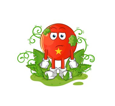 Vietnam bayrağı çok uzun bir maskot bekliyor. çizgi film vektörü