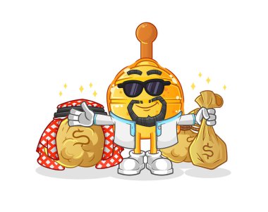 Tahta ballı şeker zengini Arap maskotu. çizgi film vektörü