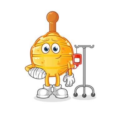 Damar yolu illüstrasyonunda tahtadan bal kapanı hastalanmış. karakter vektörü