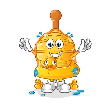 Ördek şamandıralı ahşap ballı karikatür. çizgi film maskotu vektörü