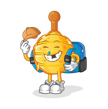 Ahşap bal avcısı okul vektörüne gidiyor. çizgi film karakteri