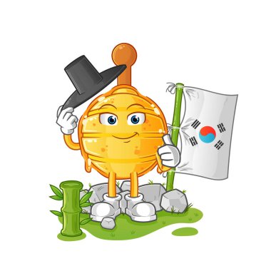 Tahta ballı kurabiye Koreli karakter. çizgi film maskotu vektörü