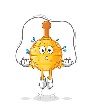 Tahta ballı cips ip atlama egzersizi. karakter vektörü