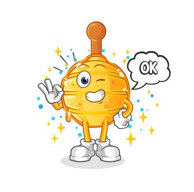 Ahşap ballı ayı maskotu kabul ediyor. çizgi film vektörü