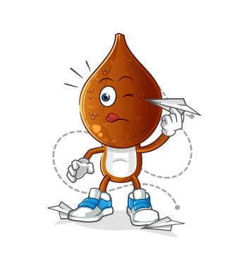 Kağıt uçak karakterli yılan kafası çizgi filmi. çizgi film vektörü