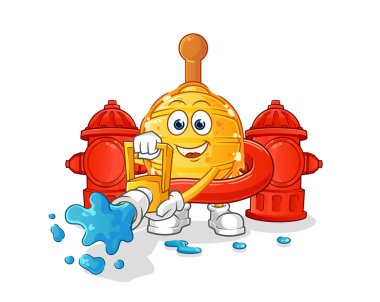 Ahşap Bal Avcısı itfaiyeci vektörü. çizgi film karakteri