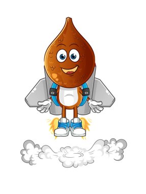 Sırt roketi maskotlu yılan kafası çizgi filmi. çizgi film vektörü