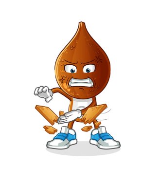 Yılan meyvesi kafalı karate maskotu. çizgi film vektörü