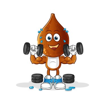 Yılan başlı çizgi film ağırlık idmanı çizimi. karakter vektörü