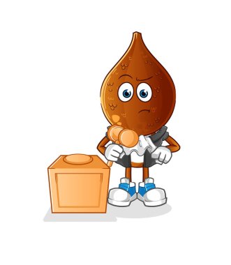 Yılan meyvesi kafalı çizgi film yargıcı tokmağı tutuyor. karakter vektörü