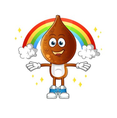 Yılan başlı, gökkuşaklı çizgi film. çizgi film vektörü