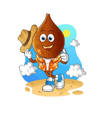 Yılan meyvesi kafası çizgi filmi tatile gider. çizgi film maskotu vektörü