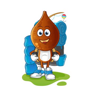 Yılan meyvesi kafalı çizgi film, kamp maskotu olur. çizgi film vektörü