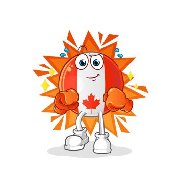 Kanada bayrak boksörü karakteri. çizgi film maskotu vektörü