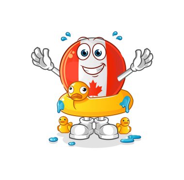 Ördek şamandıralı Kanada bayrağı. çizgi film maskotu vektörü